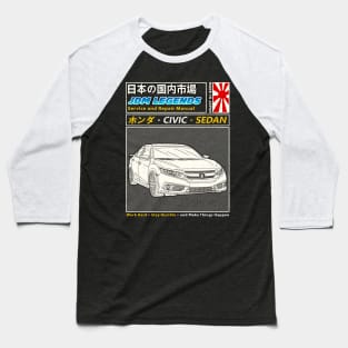 Nippon Honda Civic Sedan Car Manual Book Cover Baseball T-Shirt